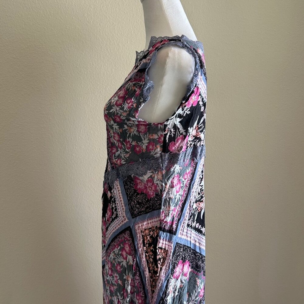 Free People Stevie Patchwork Lace Maxi Slip Dress Boho Large Light Festival - Picture 4 of 8